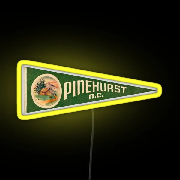 Vintage Pinehurst North Carolina Travel Souvenir Pennant RGB Neon Sign