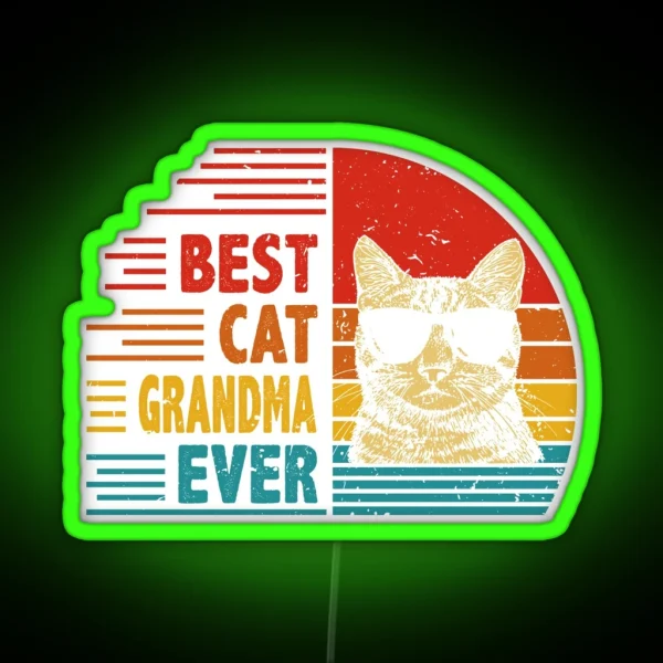 Vintage Retro Best Cat Grandma Ever Funny Cat RGB Neon Sign