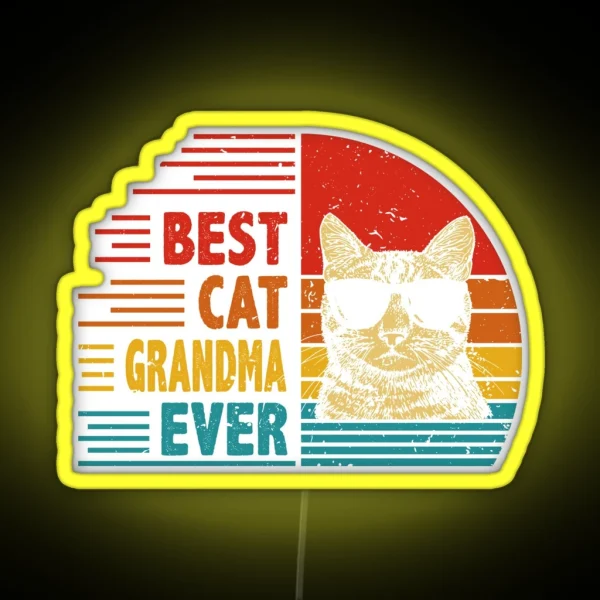 Vintage Retro Best Cat Grandma Ever Funny Cat RGB Neon Sign