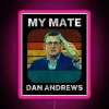 Dan Andrews neon sign meme in pink.