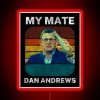 Dan Andrews vintage neon sign in a retro style.