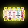 Magical girl Puella Magi Madoka Magica neon sign in vibrant RGB colors with a vintage, retro aesthetic.