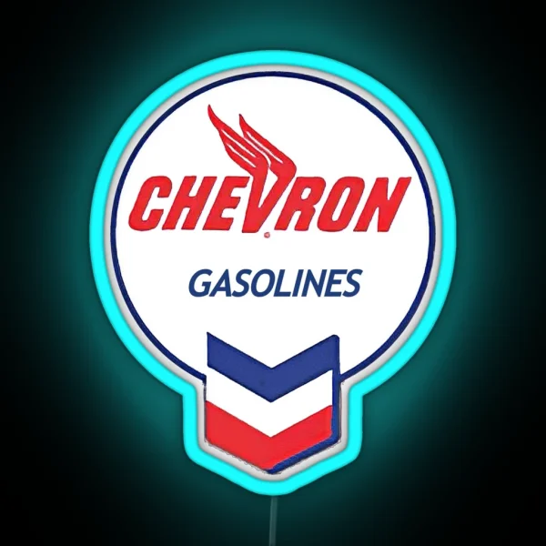 Vintage Round Chevron Gasolines Logo RGB Neon Sign