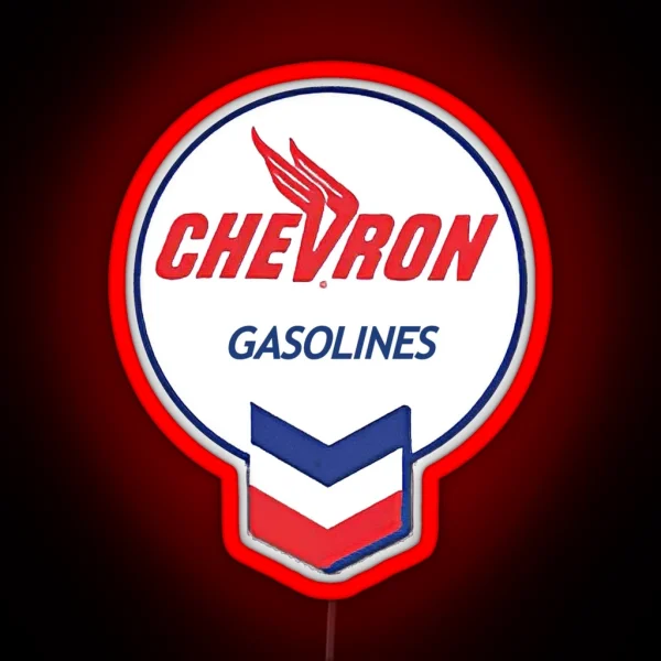 Vintage Round Chevron Gasolines Logo RGB Neon Sign