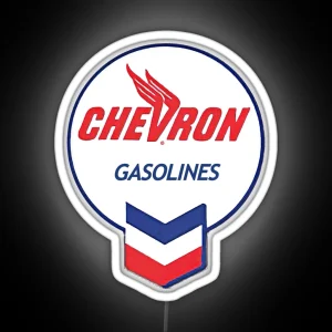 Vintage Round Chevron Gasolines Logo RGB Neon Sign