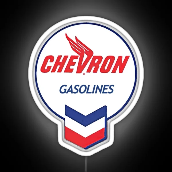 Vintage Round Chevron Gasolines Logo RGB Neon Sign
