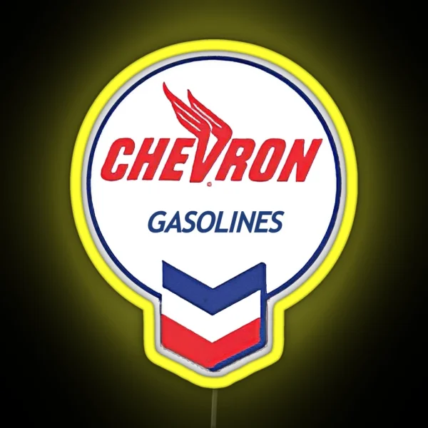 Vintage Round Chevron Gasolines Logo RGB Neon Sign