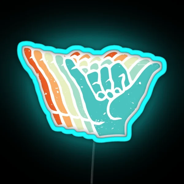 Vintage Shaka Brah Hands RGB Neon Sign