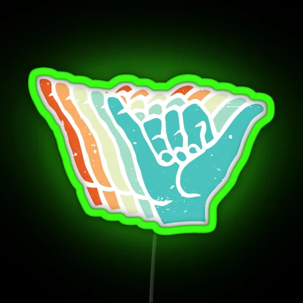 Vintage Shaka Brah Hands RGB Neon Sign