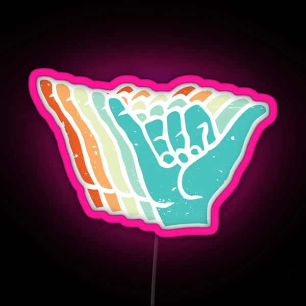 Vintage Shaka Brah Hands RGB Neon Sign
