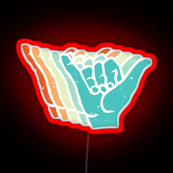 Vintage Shaka Brah Hands RGB Neon Sign