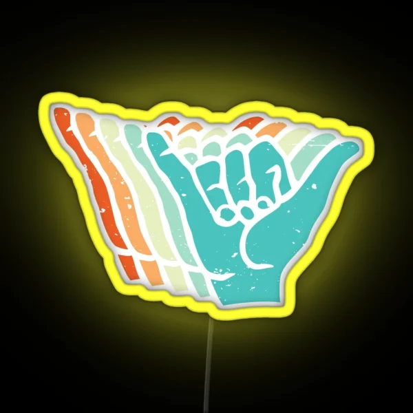 Vintage Shaka Brah Hands RGB Neon Sign