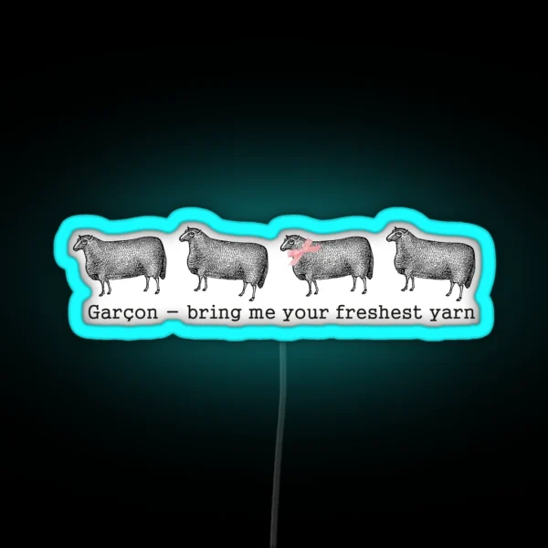 Vintage Sheep Fresh Yarn Funny Knitting RGB Neon Sign
