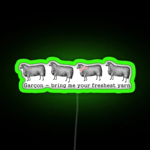 Vintage Sheep Fresh Yarn Funny Knitting RGB Neon Sign