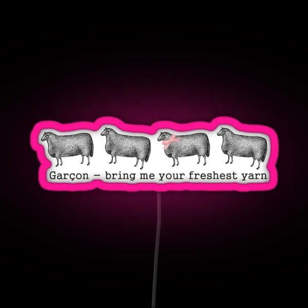 Vintage Sheep Fresh Yarn Funny Knitting RGB Neon Sign