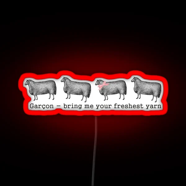Vintage Sheep Fresh Yarn Funny Knitting RGB Neon Sign