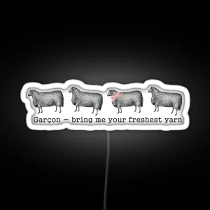 Vintage Sheep Fresh Yarn Funny Knitting Crochet Led RGB Neon Sign