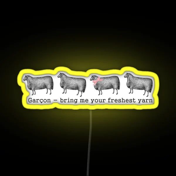 Vintage Sheep Fresh Yarn Funny Knitting RGB Neon Sign