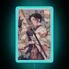 Vintage phone case with neon RGB glow, featuring Shinobu from the Chainsaw Man manga series.