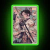 Vintage-inspired phone case with RGB neon sign design featuring Shinobu from Attack on Titan.