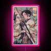 Vintage-inspired Shinobu phone case with RGB neon sign design in pink.