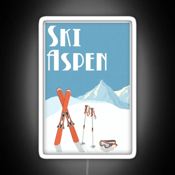Vintage Ski Aspen Poster RGB Neon Sign