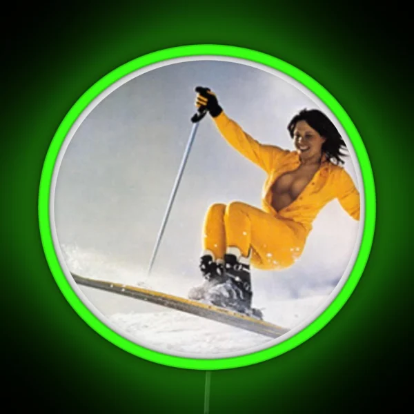 Vintage Skier 70 80 90 RGB Neon Sign