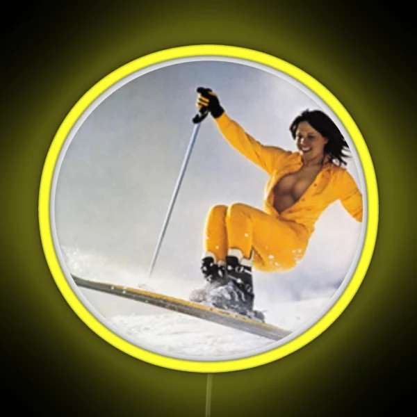 Vintage Skier 70 80 90 RGB Neon Sign