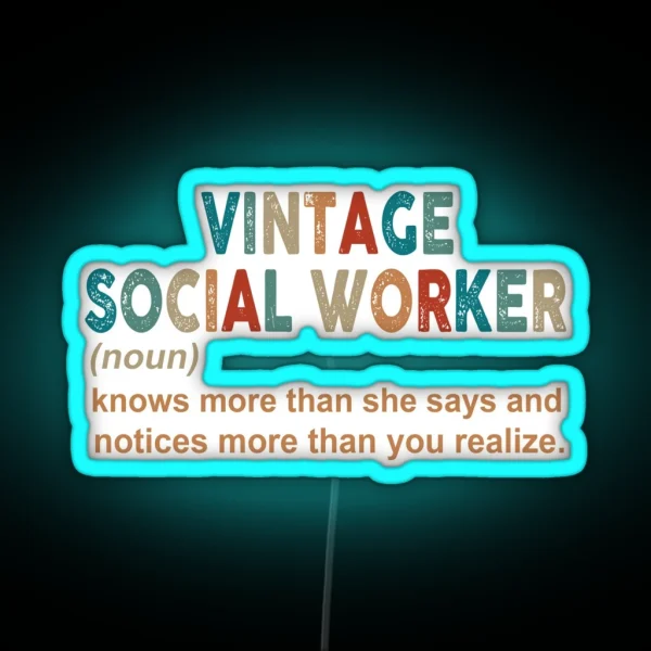 Vintage Social Worker Noun RGB Neon Sign