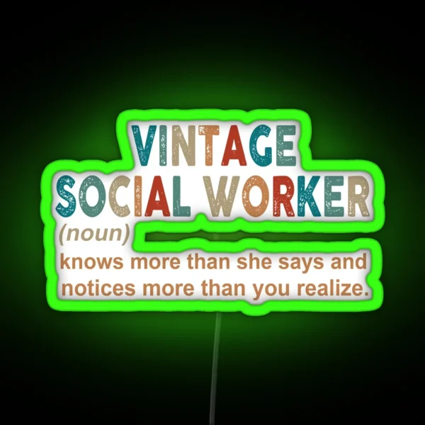 Vintage Social Worker Noun RGB Neon Sign
