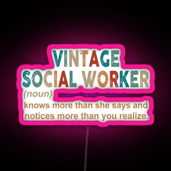 Vintage Social Worker Noun RGB Neon Sign