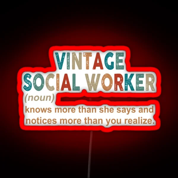 Vintage Social Worker Noun RGB Neon Sign