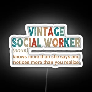 Vintage Social Worker Noun RGB Neon Sign