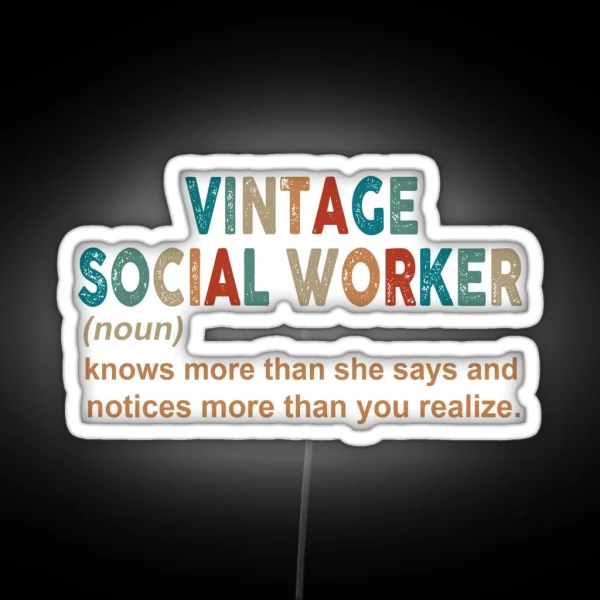 Vintage Social Worker Noun RGB Neon Sign