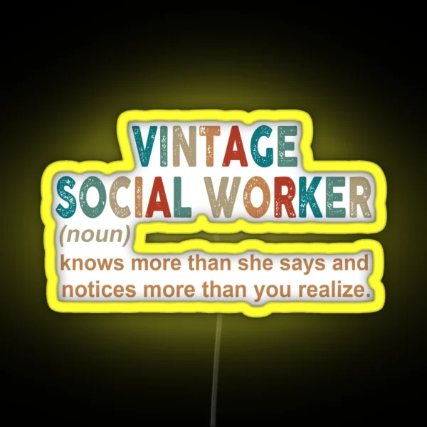 Vintage Social Worker Noun RGB Neon Sign