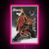 Vintage Space Pirate Sign with Captain Harlock and Queen Emeraldas illustrations in a retro-futuristic style with RGB neon...