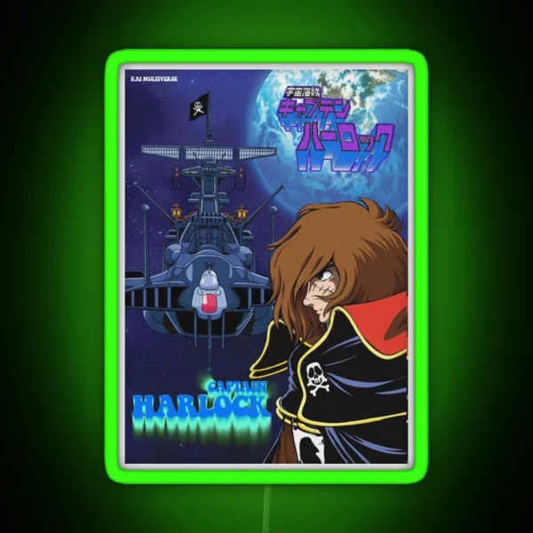 Vintage Space Pirate Captain Harlock Albator RGB Neon Sign