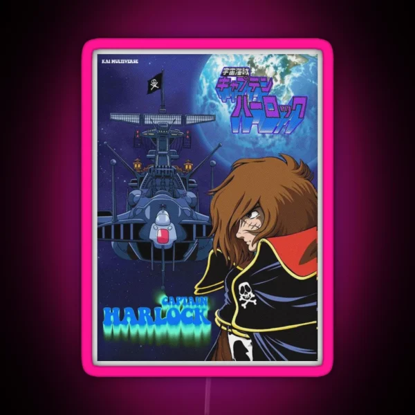 Vintage Space Pirate Captain Harlock Albator RGB Neon Sign