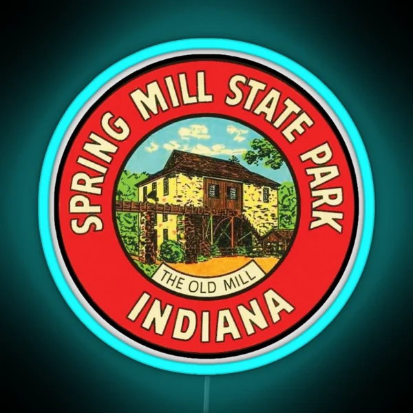 Vintage Spring Mill State Park The Old Mill RGB Neon Sign