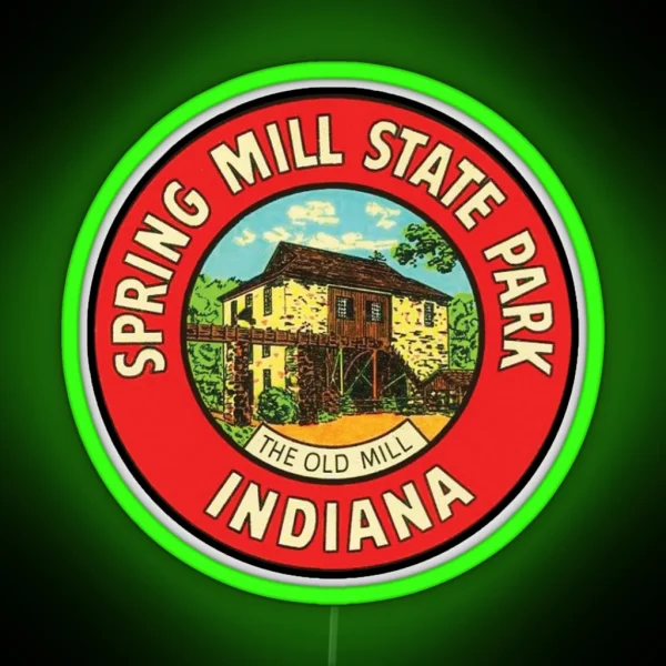 Vintage Spring Mill State Park The Old Mill RGB Neon Sign