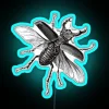 Vintage Stag Beetle Bug Engraved Neon Sign
