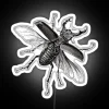 Vintage Stag Beetle Bug Engraved in RGB Neon Style