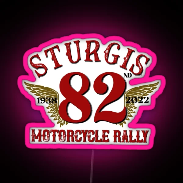 Vintage Style 82nd Sturgis South Dakota Motorcycle Rally 2022 RGB Neon Sign