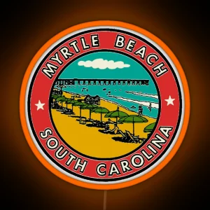 Vintage Style Myrtle Beach South Carolina Decal RGB Neon Sign