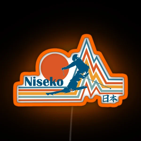 Vintage Summit Retro Skier At Work Niseko RGB Neon Sign