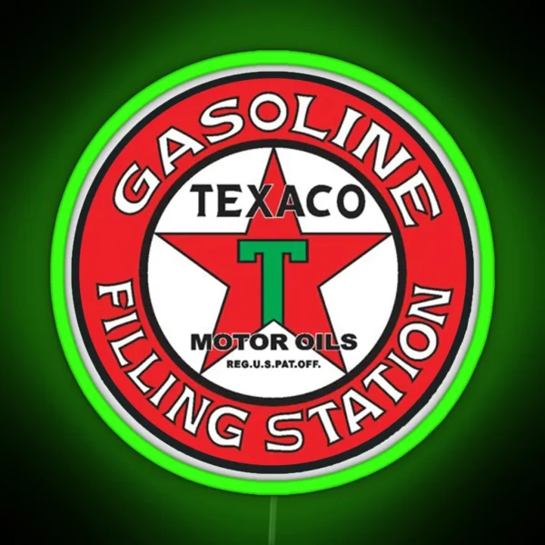 Vintage Texaco Gasoline Filling Station 00160 RGB Neon Sign