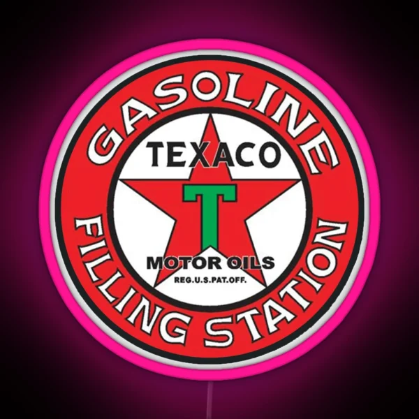 Vintage Texaco Gasoline Filling Station 00160 RGB Neon Sign