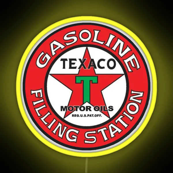 Vintage Texaco Gasoline Filling Station 00160 RGB Neon Sign