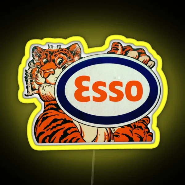 Vintage Tiger Oil Esso Gas Petrol Halftone RGB Neon Sign