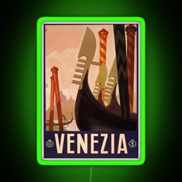 Vintage Travel Poster Venice RGB Neon Sign